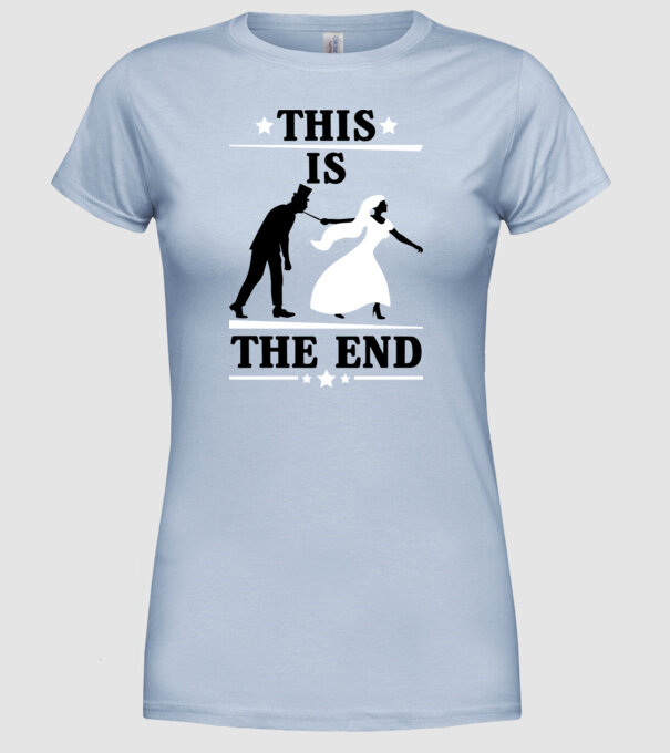this is the end model albastru deschis pe tricou