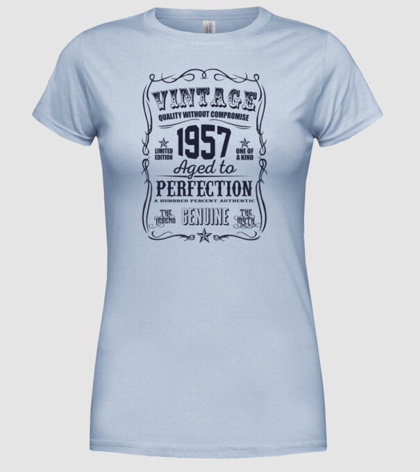 Vintage Perfection - 1957 model albastru deschis pe tricou