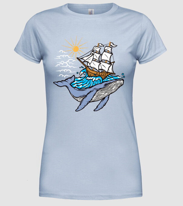 Vapoare model albastru deschis pe tricou
