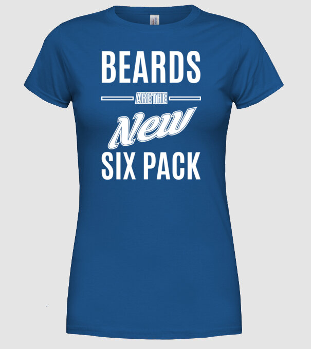 Beards are the new six pack model albastru regal pe tricou