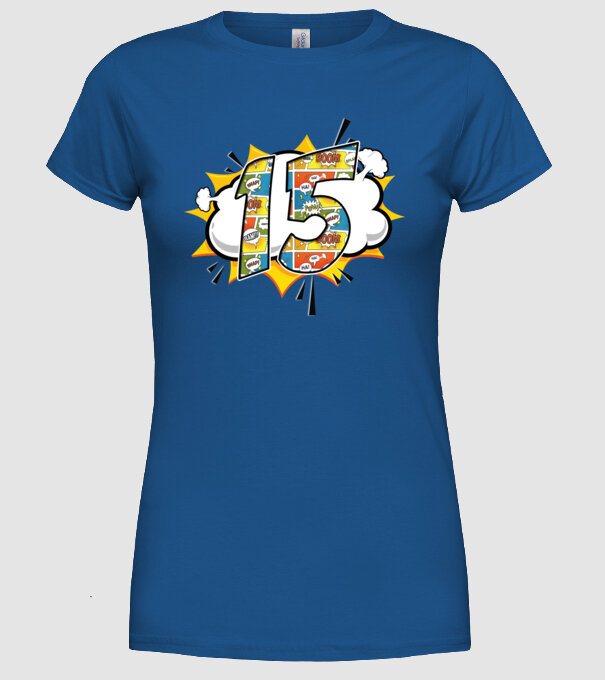 Birthday Comic Number 15 model albastru regal pe tricou