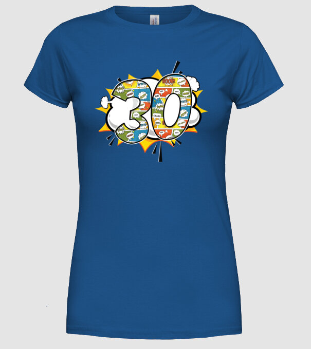 Birthday Comic Number 30 model albastru regal pe tricou