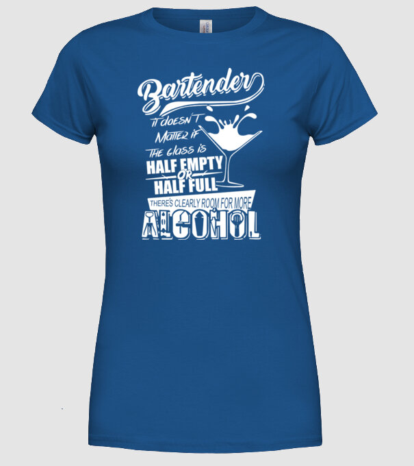 Half empty or half full model albastru regal pe tricou