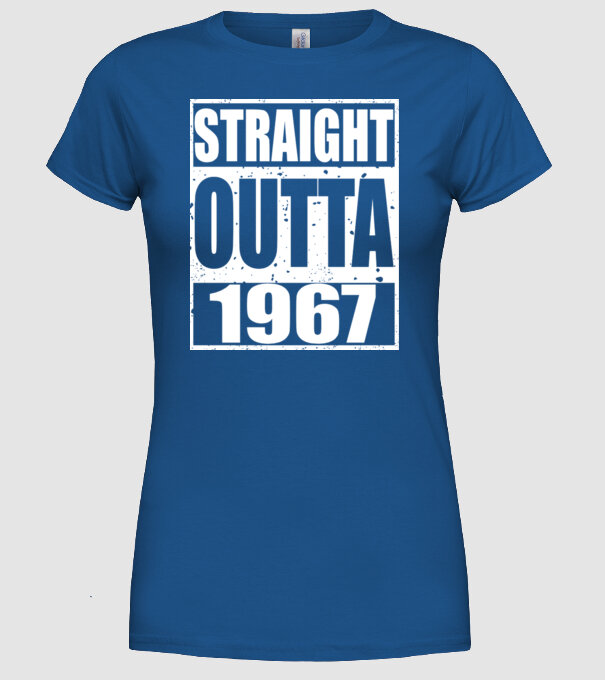 Straight Outta - 1977 model albastru regal pe tricou