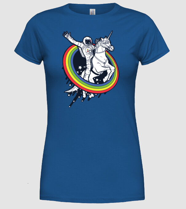 Unicorn Spaceman model albastru regal pe tricou