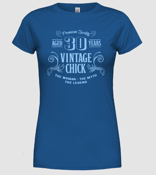 Vintage chick - 30 model albastru regal pe tricou
