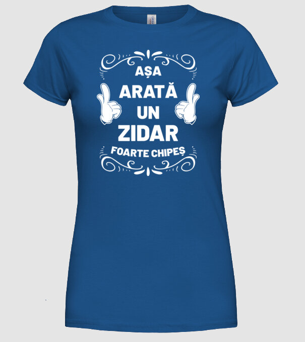 Așa arată un zidar foarte chipeș model albastru regal pe tricou