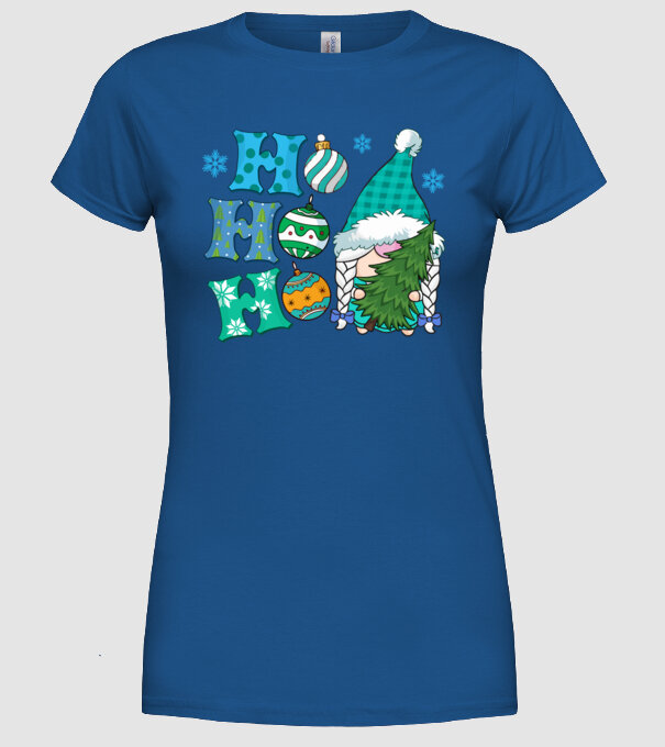 Ho-ho-ho gnome model albastru regal pe tricou