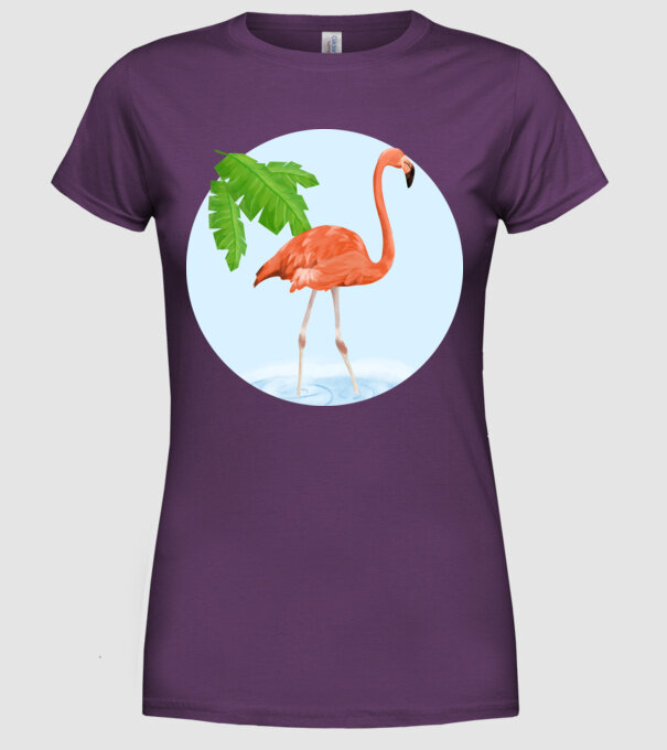 Flamingo model mov pe tricou