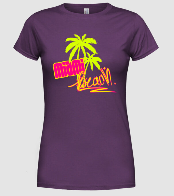 Miami beach model mov pe tricou