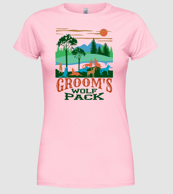 Grooms wolf pack model roz deschis pe tricou