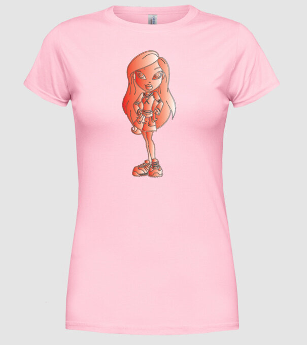 fetiță model roz deschis pe tricou
