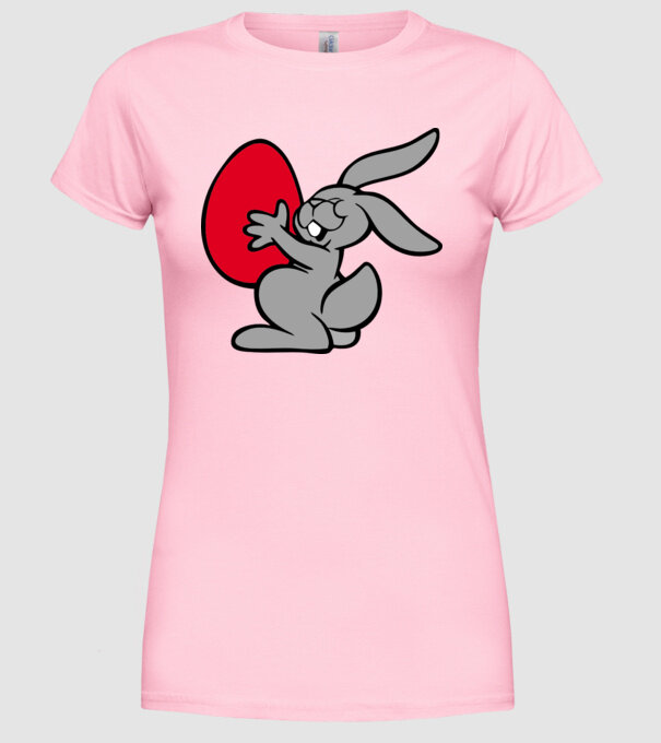 Ou roșu și iepure model roz deschis pe tricou