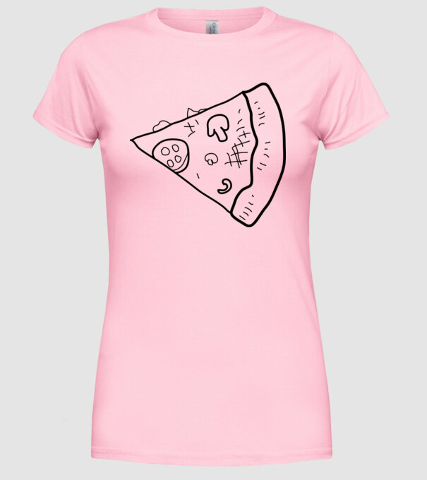 Felie de pizza (parte tricou pereche) model roz deschis pe tricou