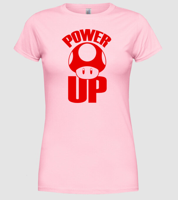 Power up model roz deschis pe tricou