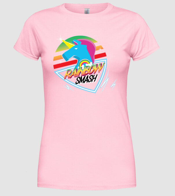 Curcubeu unicorn model roz deschis pe tricou
