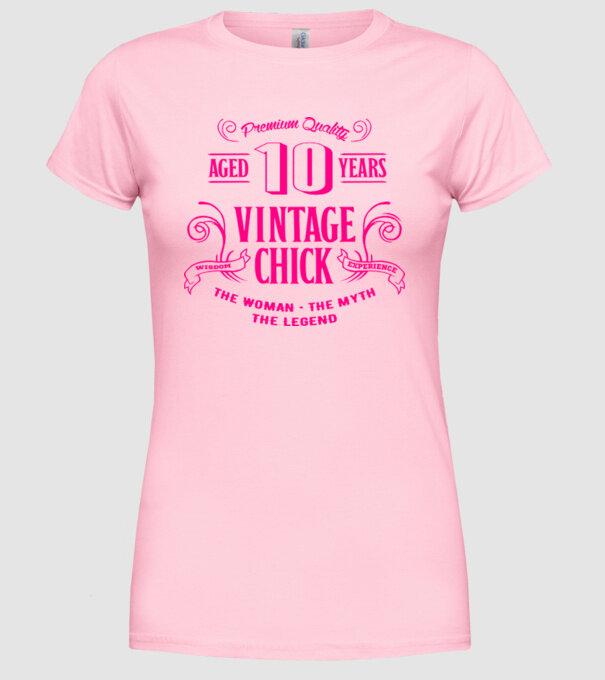 Vintage Chick - 10 model roz deschis pe tricou