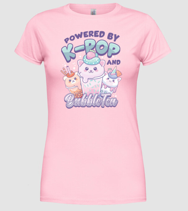 K-POP BUBBLE TEA model roz deschis pe tricou
