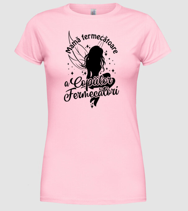 Mamă fermecătoare a copiilor fermecători model roz deschis pe tricou