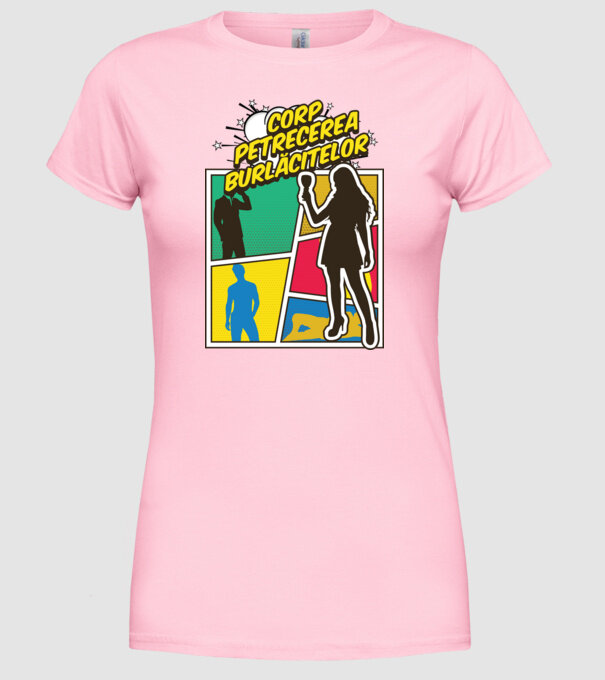 corp petrecerea burlăcitelor model roz deschis pe tricou