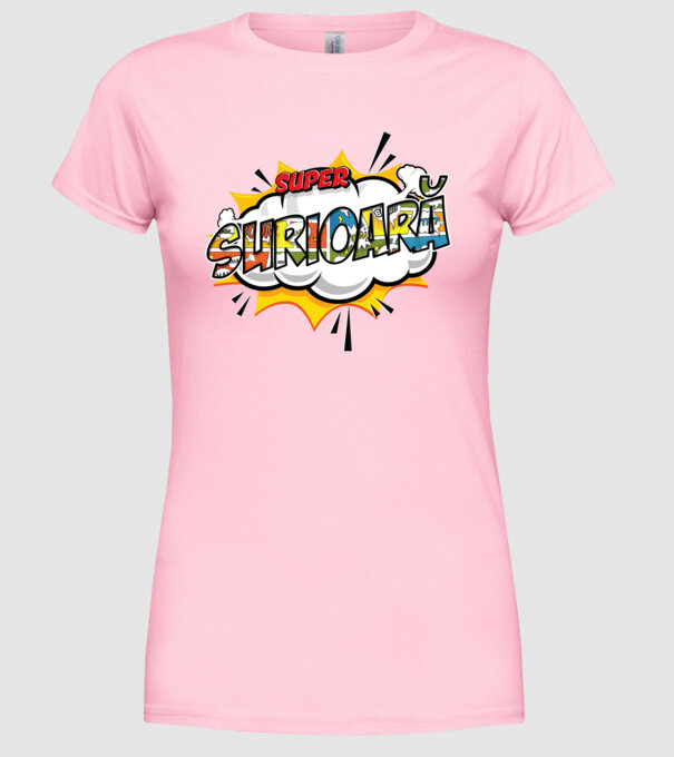 Super Surioară model roz deschis pe tricou
