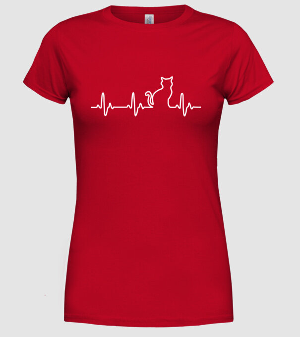 cat ekg model roșu pe tricou