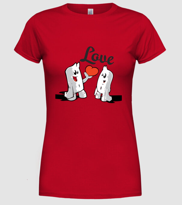 dragoste interesantă model roșu pe tricou