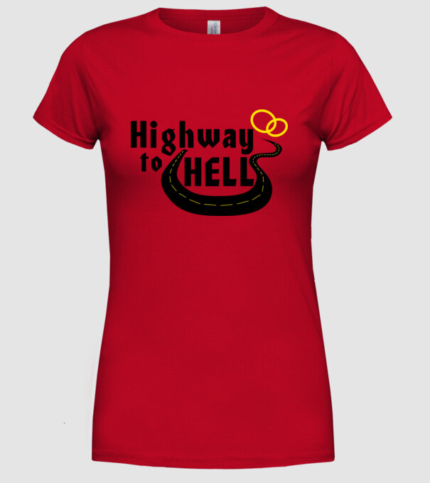 Highway to hell simple model roșu pe tricou