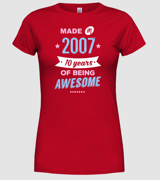 Made in - 2007 model roșu pe tricou