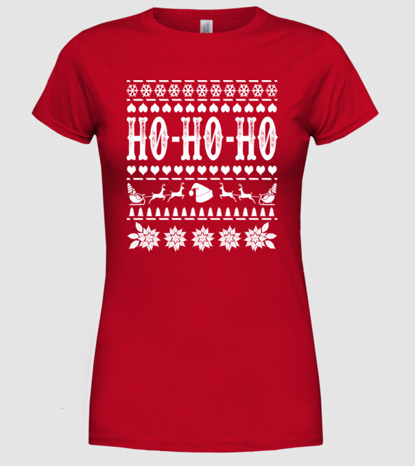 Ugly sweater hohoho model roșu pe tricou