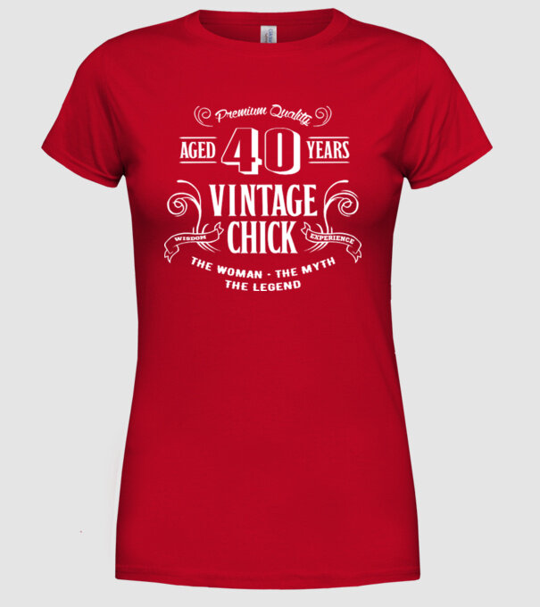 Vintage chick - 40 model roșu pe tricou