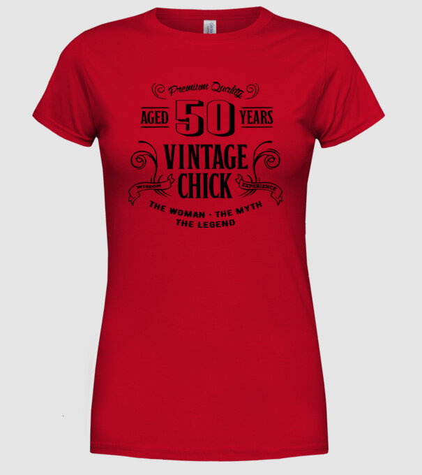 Vintage chick - 50 model roșu pe tricou