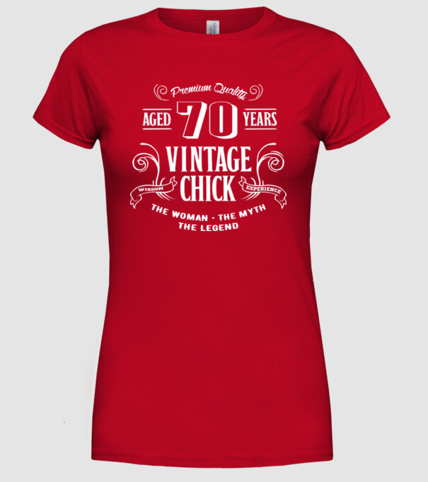Vintage chick - 70 model roșu pe tricou
