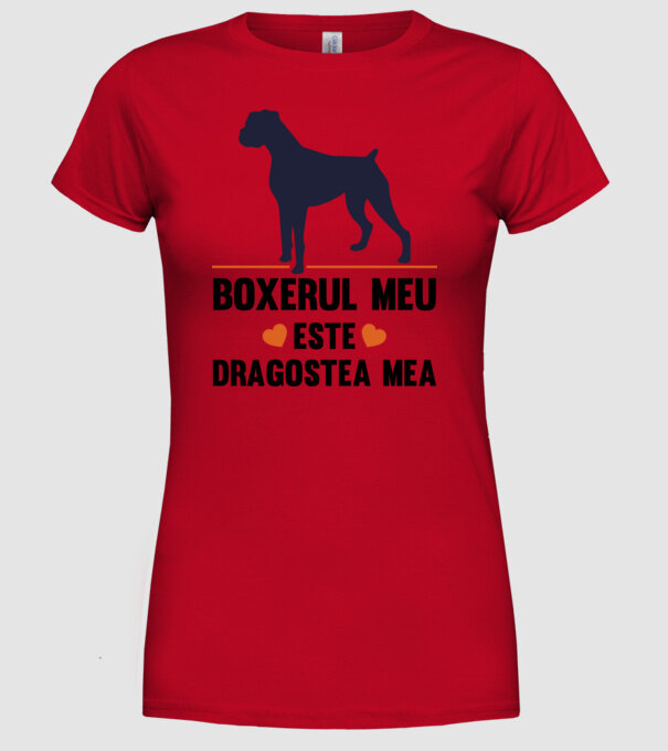 boxerul meu este dragostea mea model roșu pe tricou