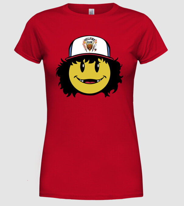 dustinhappyface model roșu pe tricou
