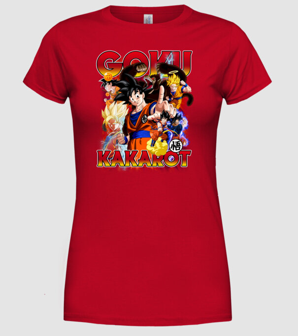 goku dragonball model roșu pe tricou