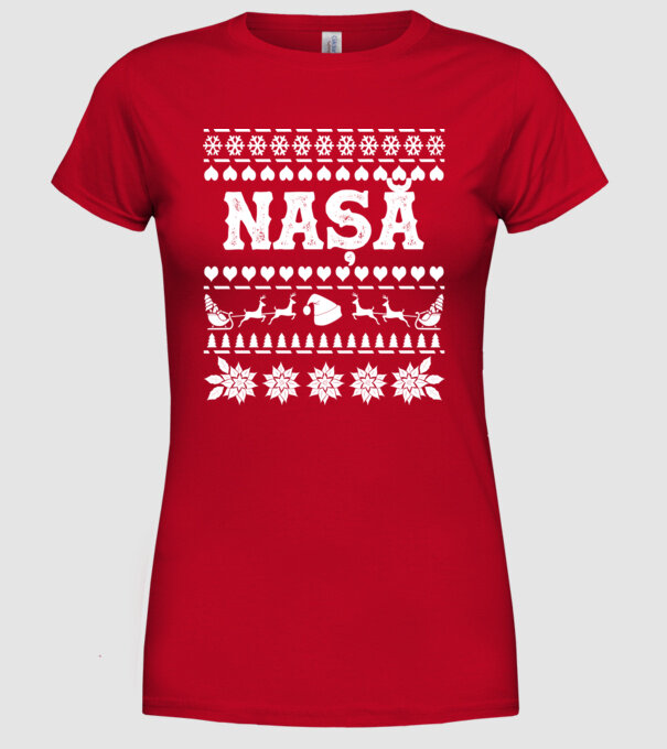 Nașă model roșu pe tricou