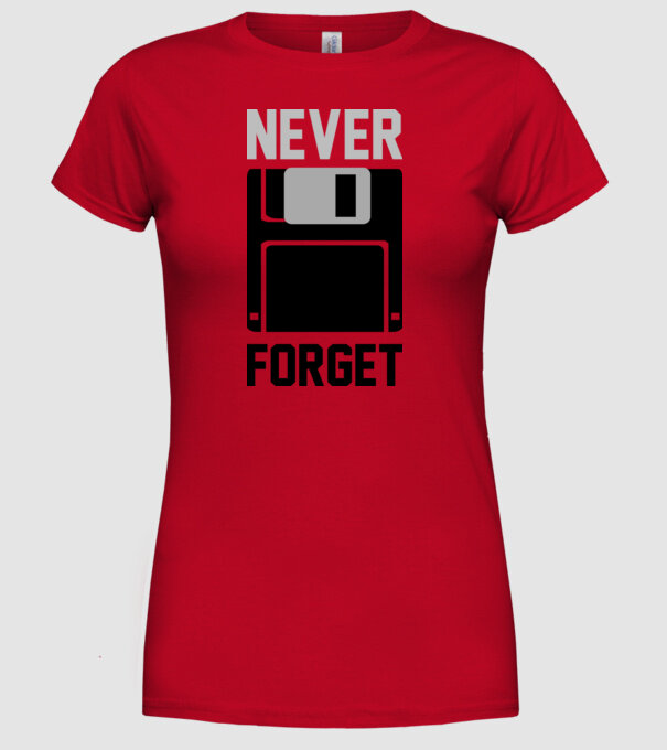 Never Forget model roșu pe tricou