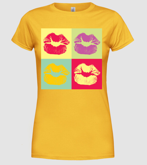 Pop Art Kiss model galben pe tricou