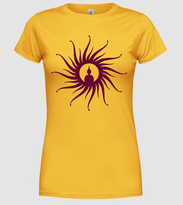 buddha circle model galben pe tricou