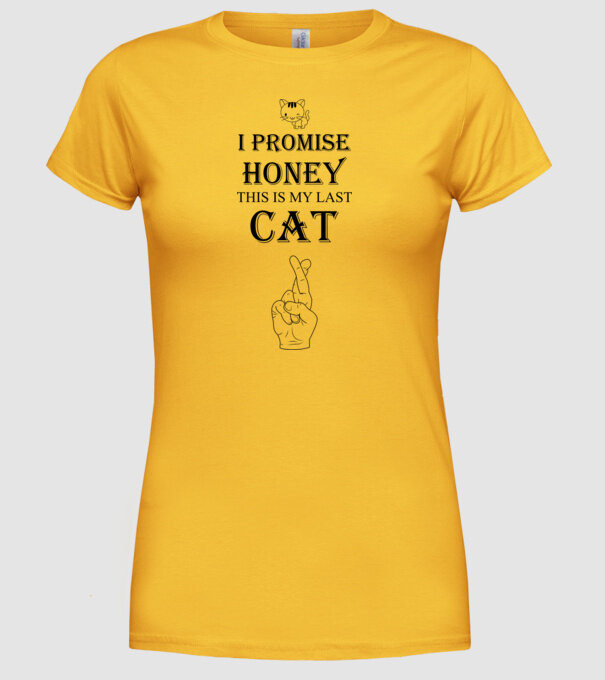 I promise honey, this is my last cat model galben pe tricou