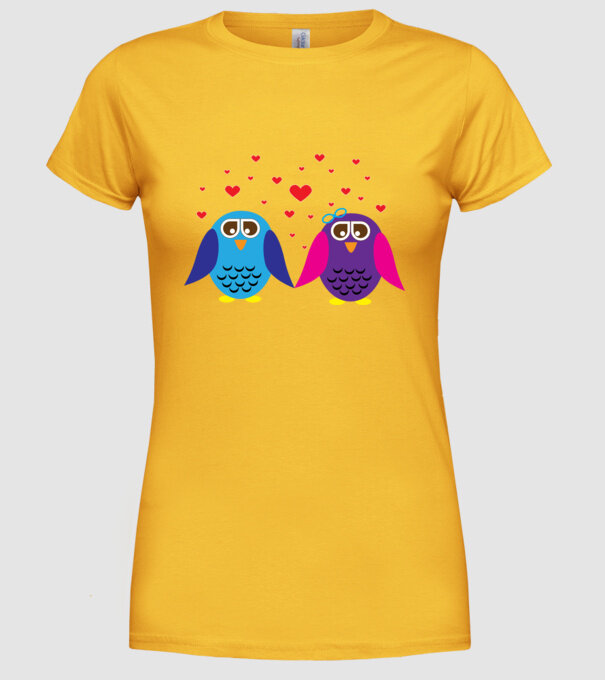 Owl Love model galben pe tricou