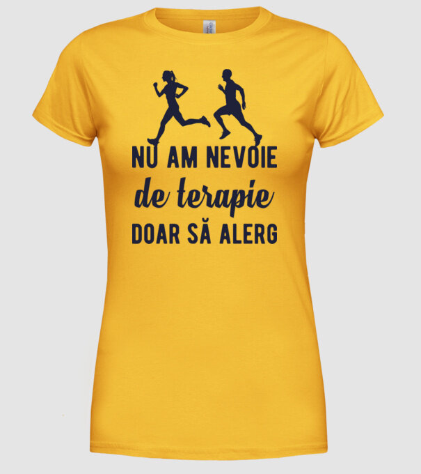 nu am nevoie de terapie, doar să alerg model galben pe tricou