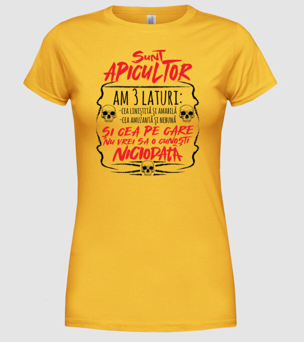 sunt apicultor am 3 laturi model galben pe tricou