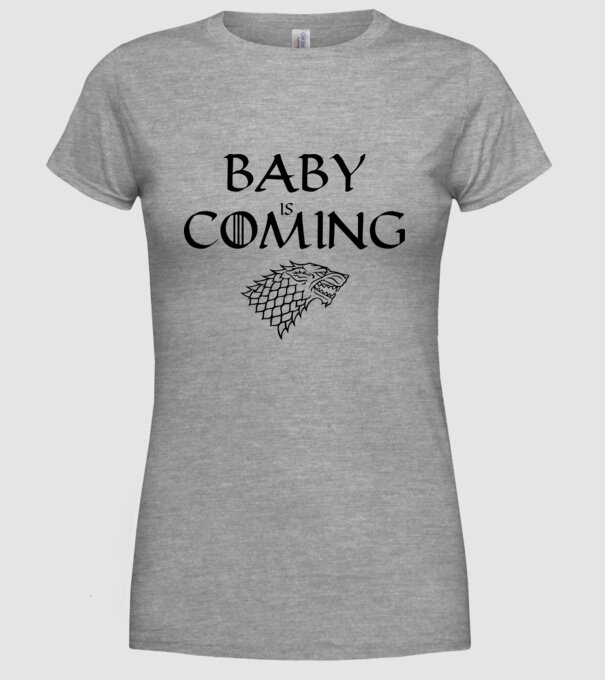Baby is coming model gri pe tricou