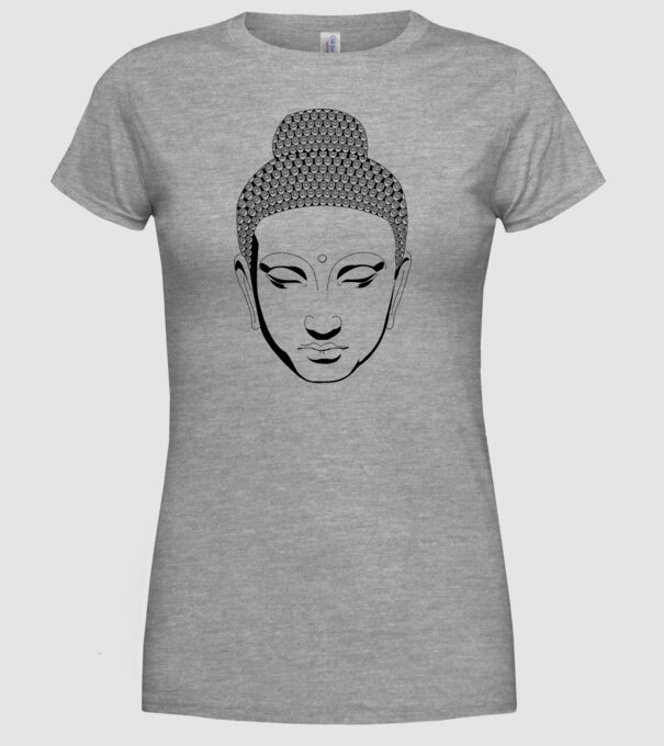 buddhas head model gri pe tricou