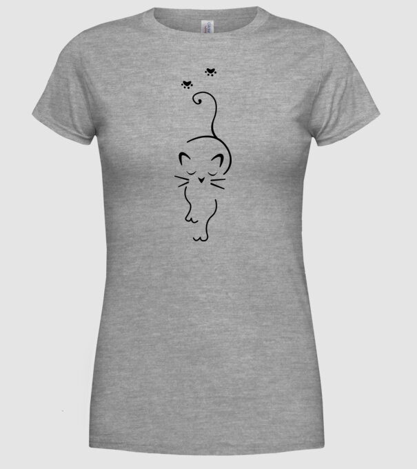 Cat walk model gri pe tricou