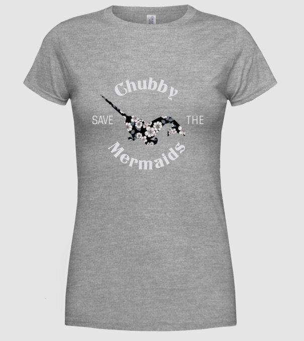 Chubby mermaid model gri pe tricou