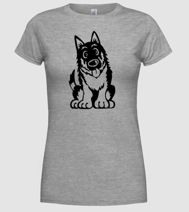 câine lup model gri pe tricou
