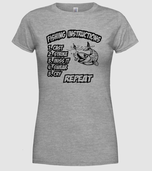 Fishing instructions model gri pe tricou